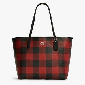 Coach Buffalo Plaid Print City Tote